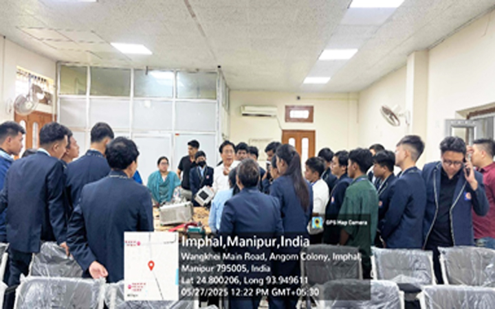 Fig: Mr. Nongmaithem Nandakumar, Director (Engineering) for AIR Imphal Interacting with our students. Fig: Mr. Nongmaithem Nandakumar, Director (Engineering) for AIR Imphal Interacting with our students.
