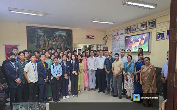 Figure: Group photo with engineers and staff of AIR Imphal along with Director (Engineering), AIR Imphal with Faculty members, staffs and students of Department of Electronics and Communication Engineering
